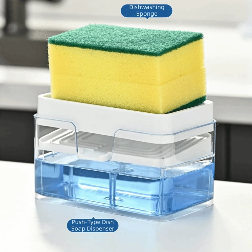 Press Type Sink Drain Soap Dispenser Multi-functional Space Saving Kitchen Detergent Container Detachable Quick Refill