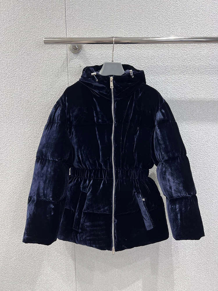 SVORYXIU hiver mode noir décontracté doudoune pour les femmes, col rond à manches longues ample fermeture éclair doudoune