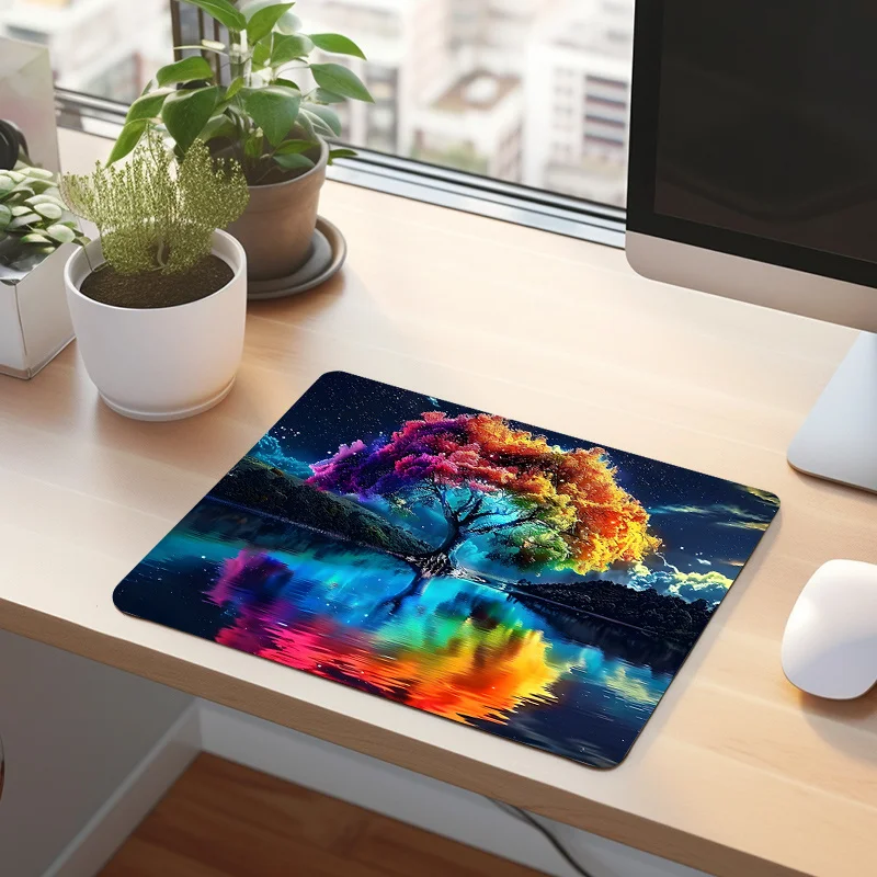 Colorful magic tree small mouse pad rubber anti-slip desk mat laptop office pads gamer pc accessories suitable for work and game