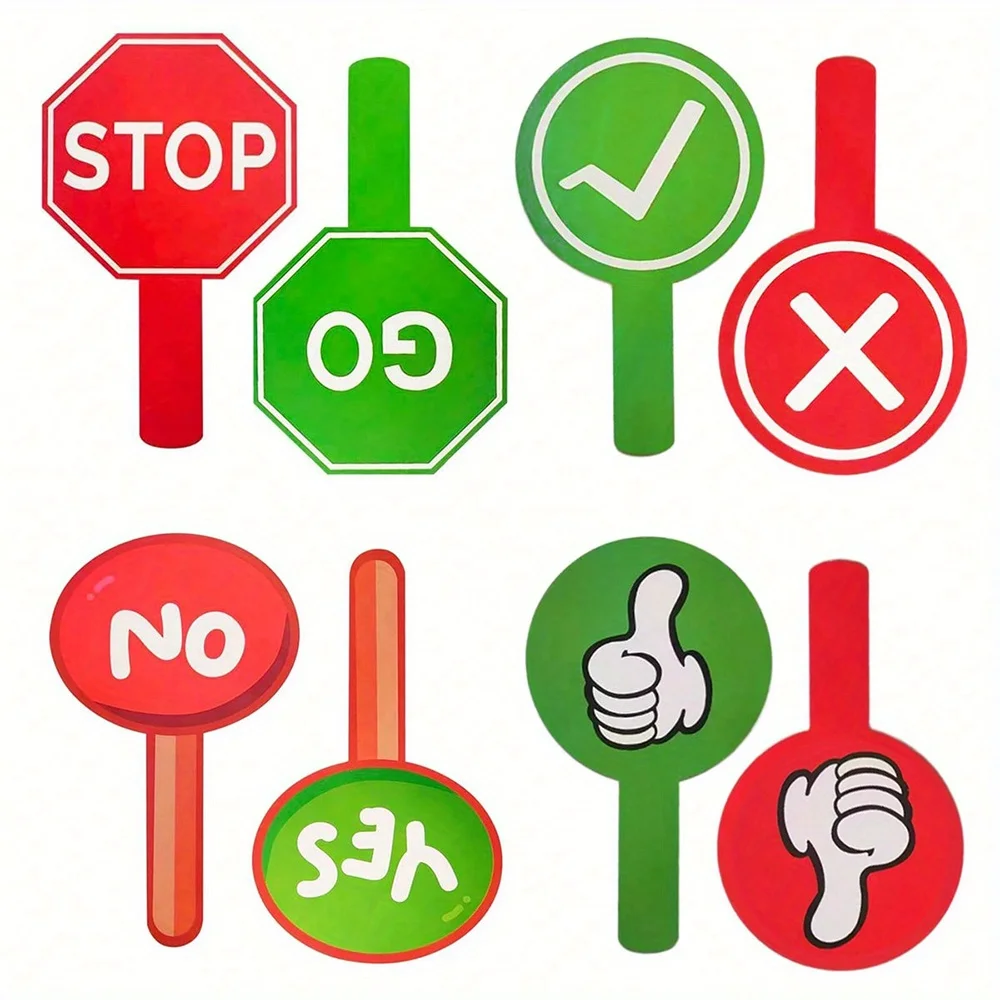 2pcs Classroom Response Handheld Paddles, Double-Sided Printing PVC Answer Indicator, Educational Teaching Tools