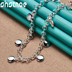 SHSTONE 925 Sterling Silver Round Bean Chain Necklace For Women Party Engagement Wedding Birthday Cute Fashion Charm Jewelry