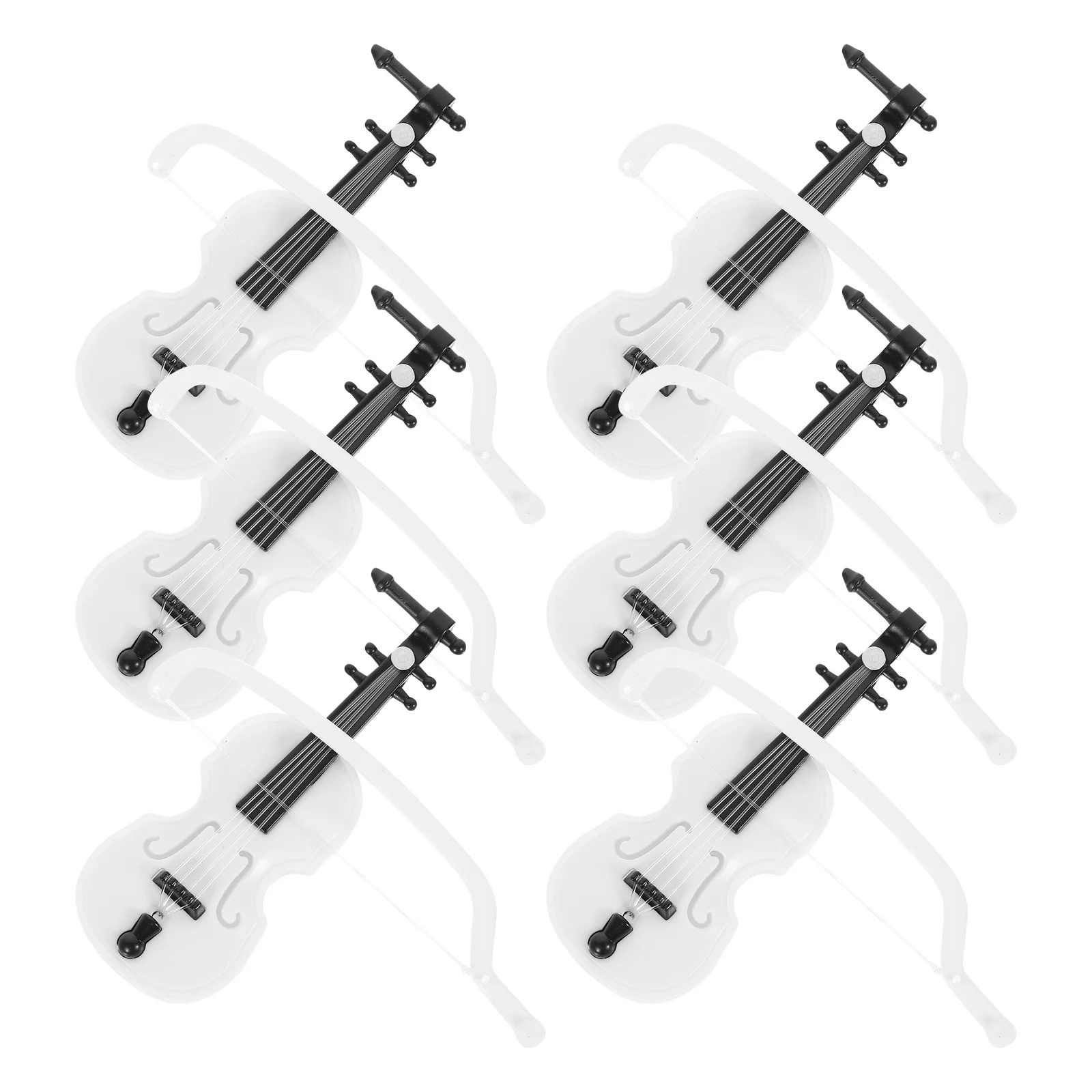 

6Pcs Mini Violin Ornament Plastic Vintage Texture Simulation Musical Instrument Creative Mini House Decoration