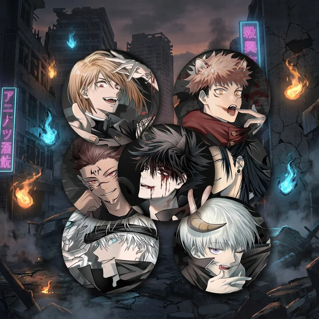 

Коллекция значков аниме «Jujutsu Kaisen», коллекция булавок с лазерной гравировкой Satoru Gojo Suguru Geto Megumi Fushiguro Nobara Kugisaki, персонаж