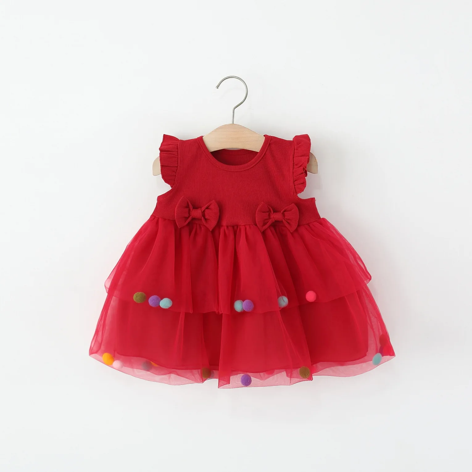 

New Baby Girl Dresses Summer Mesh Bow Patchwork Cute Girls Princess Dress Wedding Flower Fashion Infnat Girl Dresses