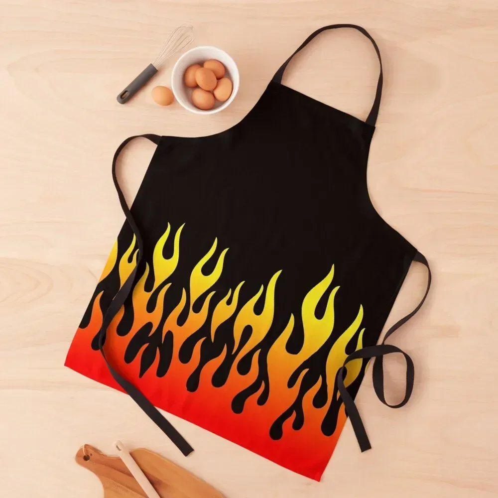 

Oldschool flame aesthetic Apron restaurant accessories cookings for women kitchen and home Trim Cloth Apron