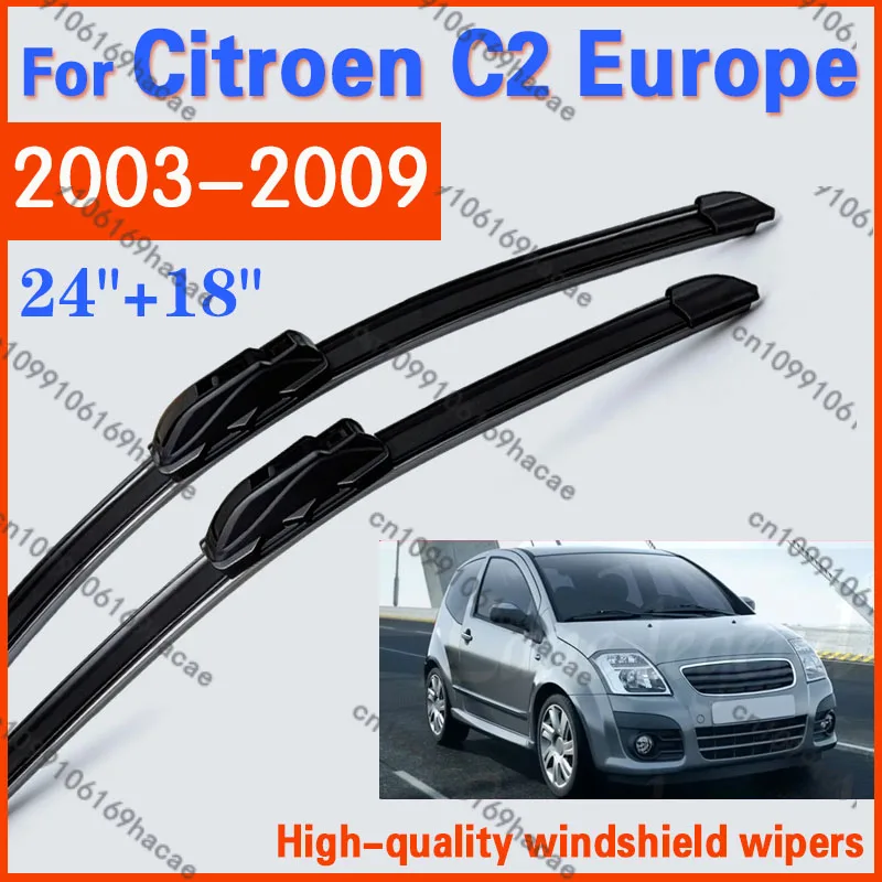 For Citroen C2 Europe 2003 - 2009 Car Top-tier Windshield Wiper U-type Soft Rubber Superior Durability Car Wipers 24