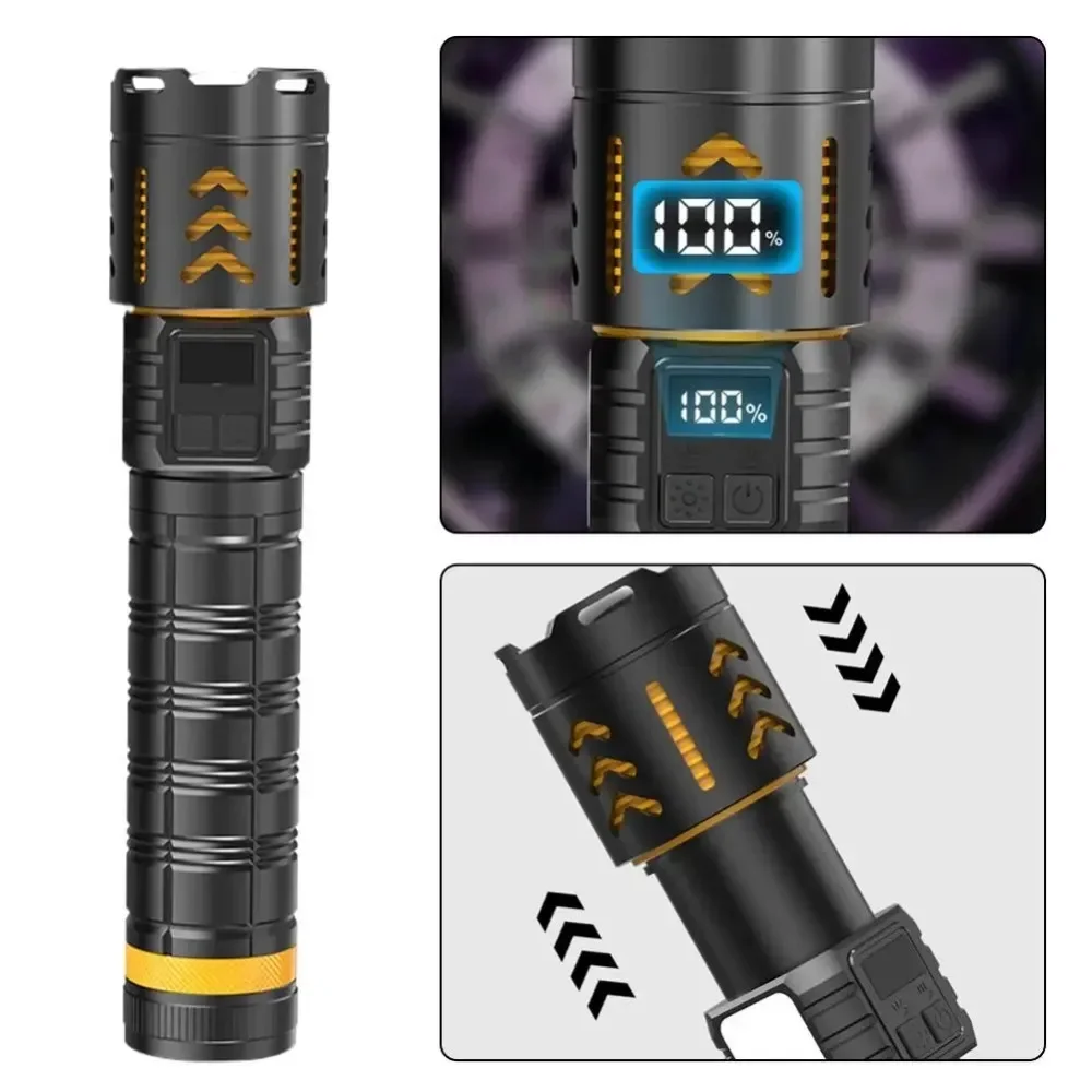 High Power 100000LM LED Flashlight 3000M Long Distance Type-C Recharge Portable Tactical Handlamp for Hunting Camping