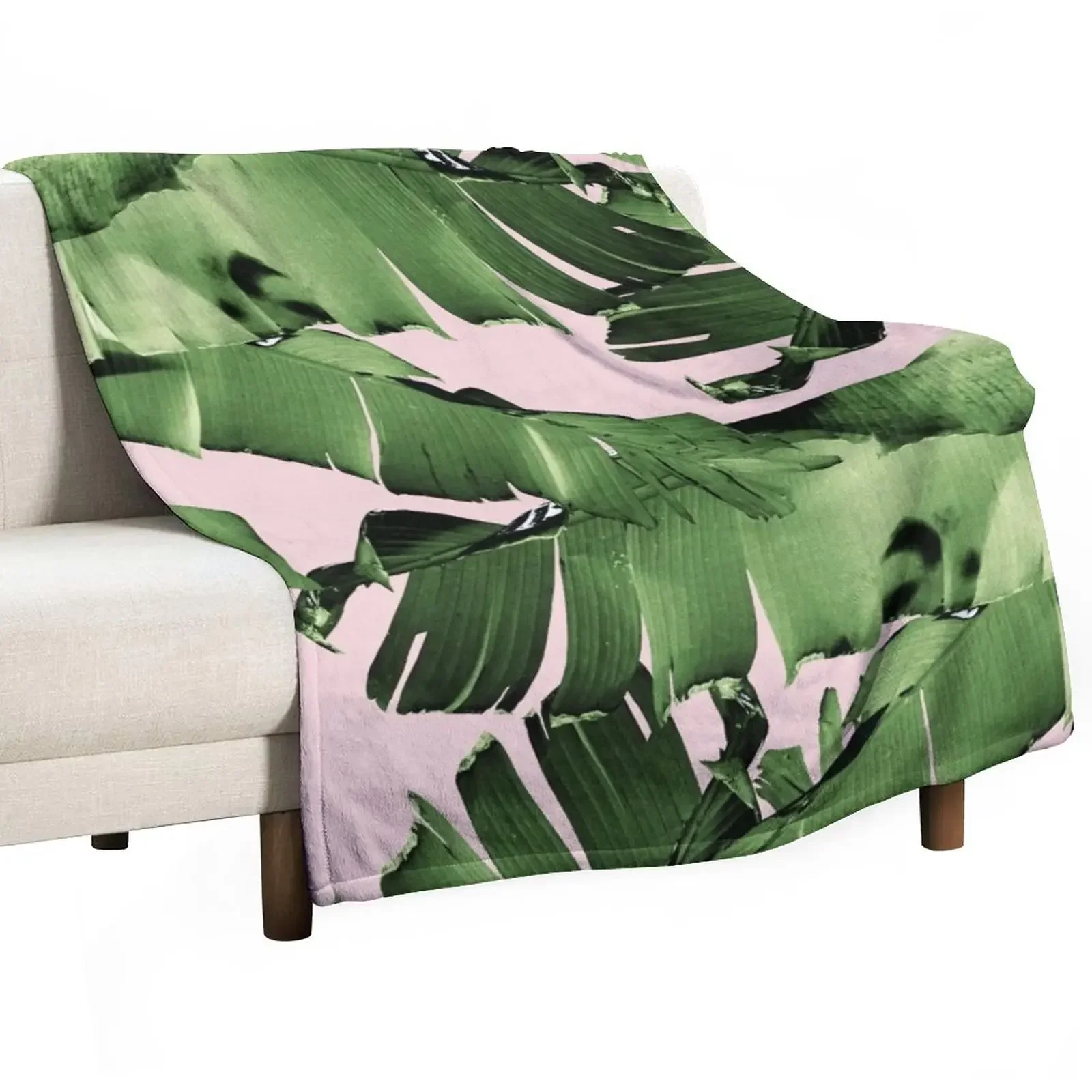 Blush Banana Leaves Dream #8 #tropical #decor #art Throw Blanket funny gift Loose Blankets Sofas Of Decoration Thermal Blankets