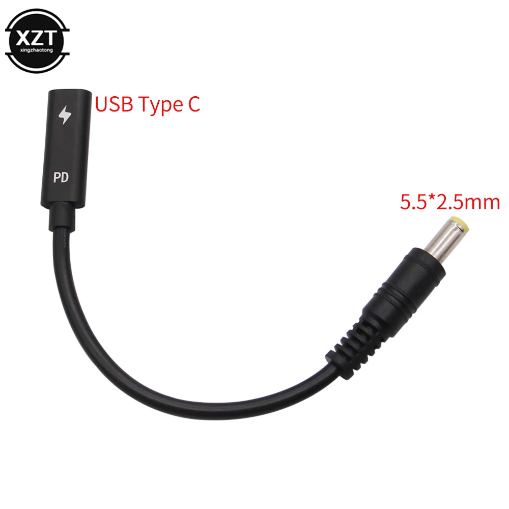 Type-C PD Charging Cable Type-C Female USB to DC5525 5521 Laptop Power Charger Adapter Converter PD Fast Charging Cable