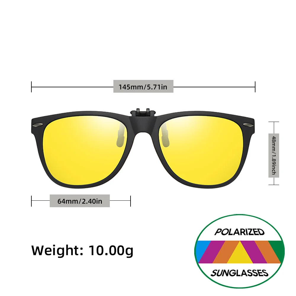 VIVIBEE Flip Up Clip On Nachtsichtbrille Polarisierte Männer Fahren Gelbe Sonnenbrille Frauen UV400 Angeln Universal Clips – Detail 11