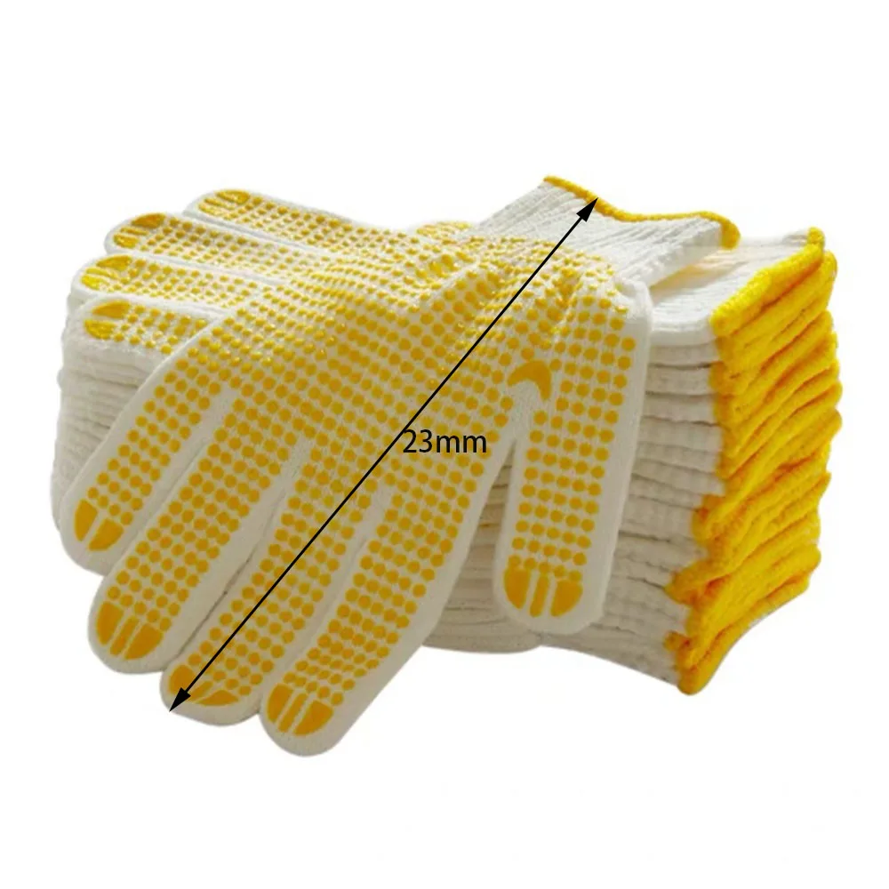 5 paires de gants de travail avec grip antidérapant, protection en coton avec points en PVC, pour pe