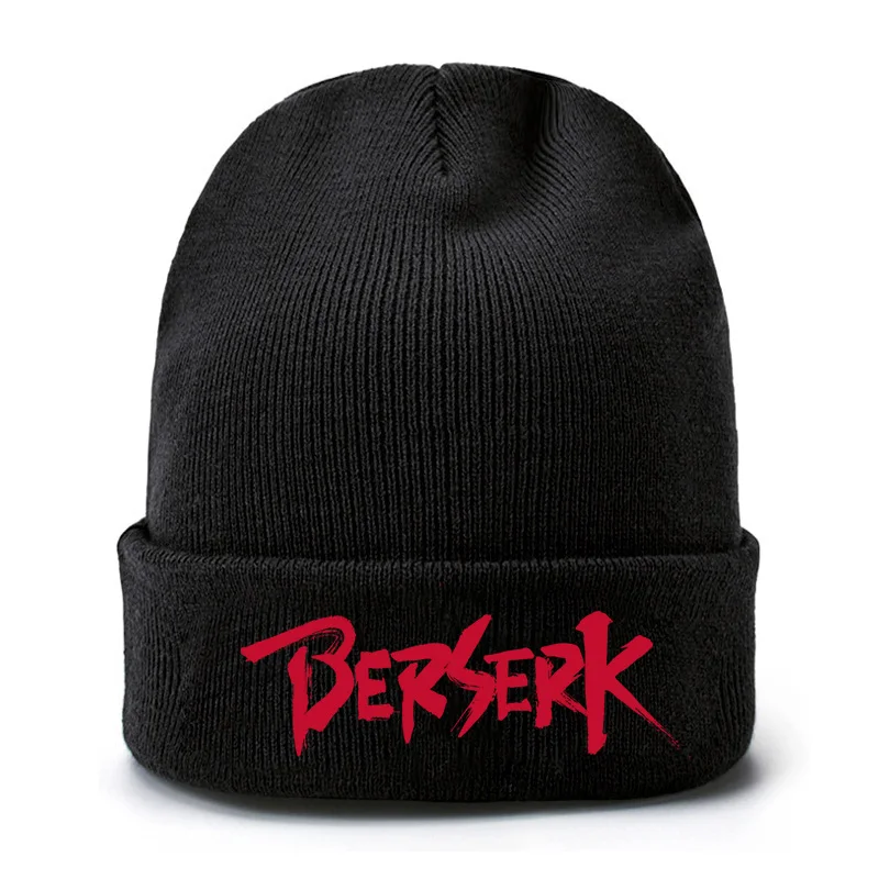 Juego Berserk sombrero tejido Logo estampado Anime dibujos animados gorros de lana Otoño Invierno Skullies ropa al aire libre gorros cálidos niños regalos de navidad