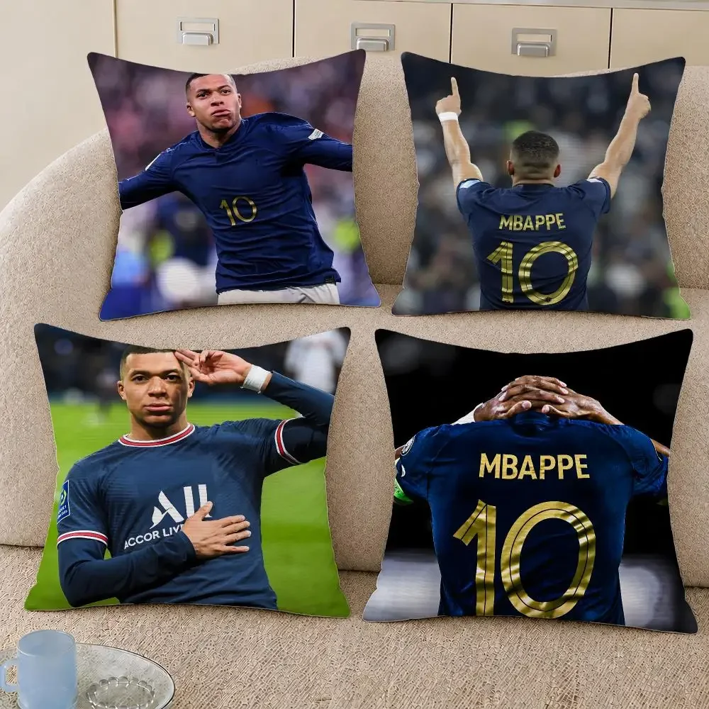 Celebrity Kylian Mbappe Football Star Cushion Cover Decorative Pillowcase Soft Short Plush Cozy Durable Sofa Home Decor Items