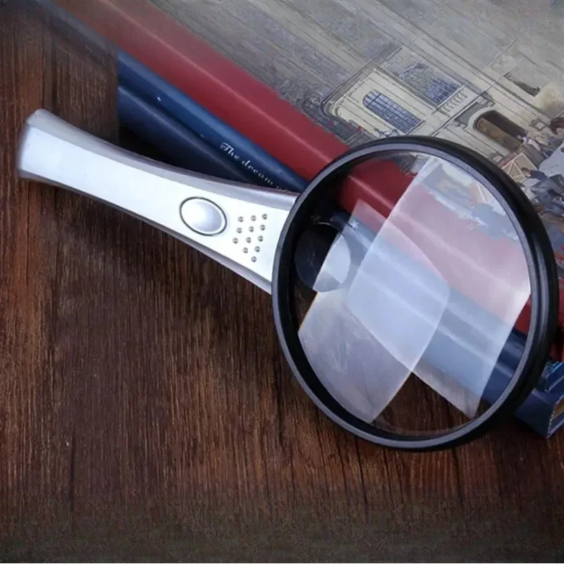 

Линза из акрилового материала, портативная ручная лупа, лупа для чтения с большими линзами и светодиодной подсветкой, лупа, ручка