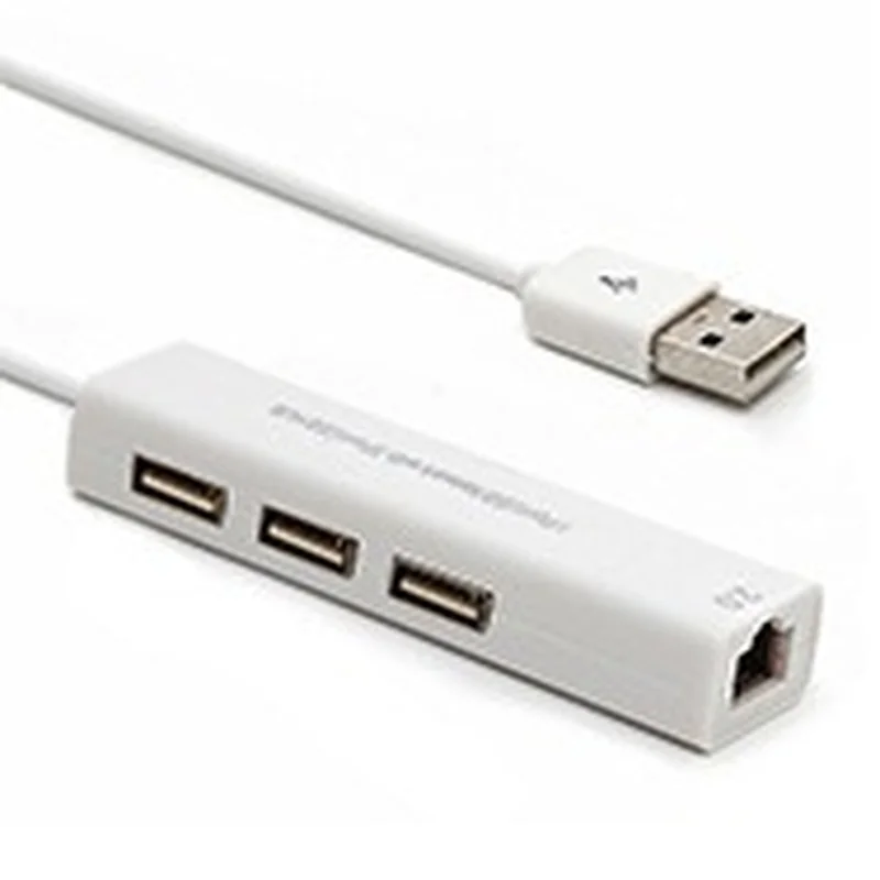 USB Fast Ethernet Adapter 3 USB Hub To Ethernet RJ45 Lan Adapter Network Card White Mega Internet  Macbook Pro Cable