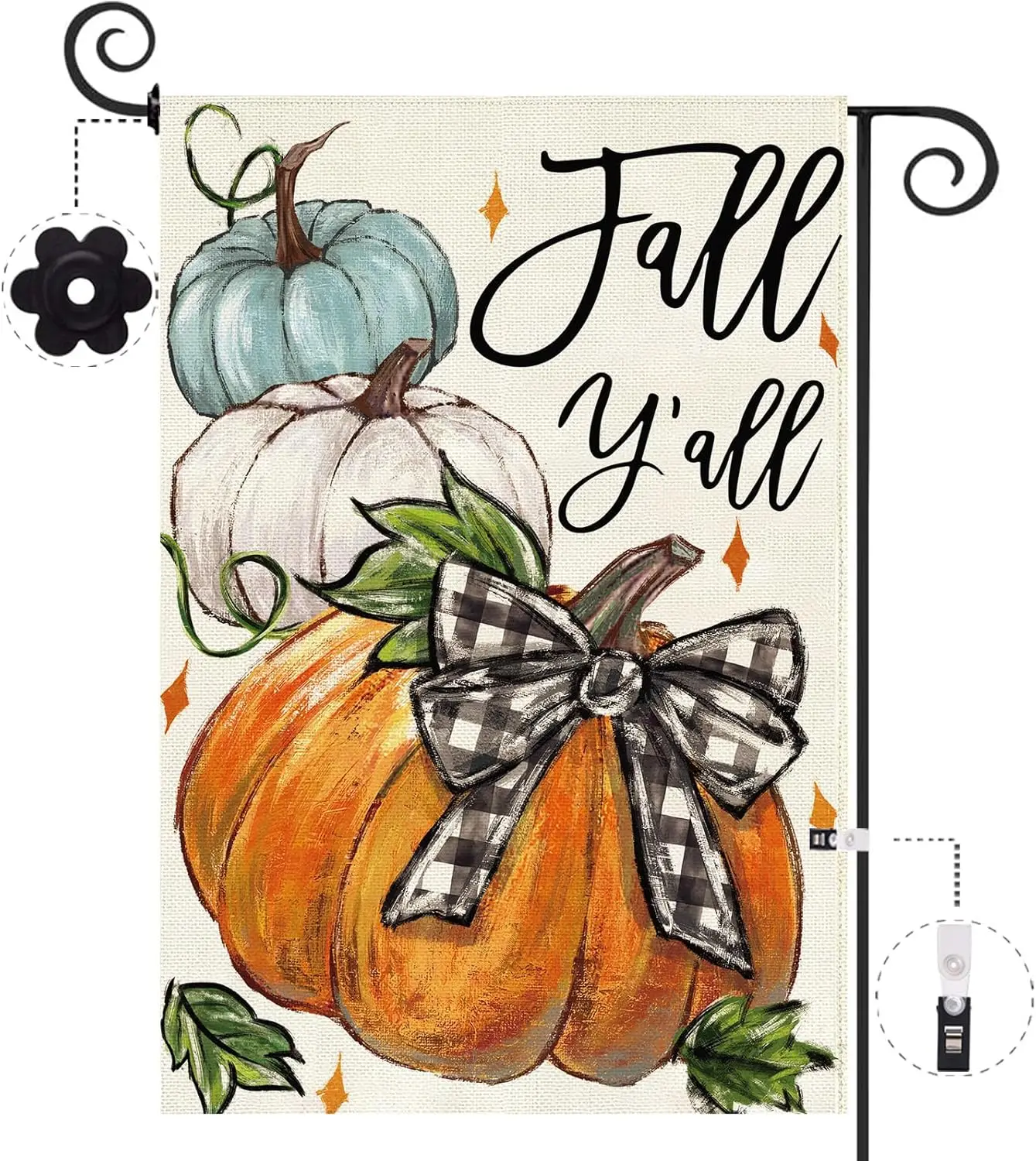 Baccessor Fall Pumpkin Garden Flag 12.5x18 Inch Double Sided Autumn Harvest Decor Weatherproof Thanksgiving Vertical Yard Ba SSL