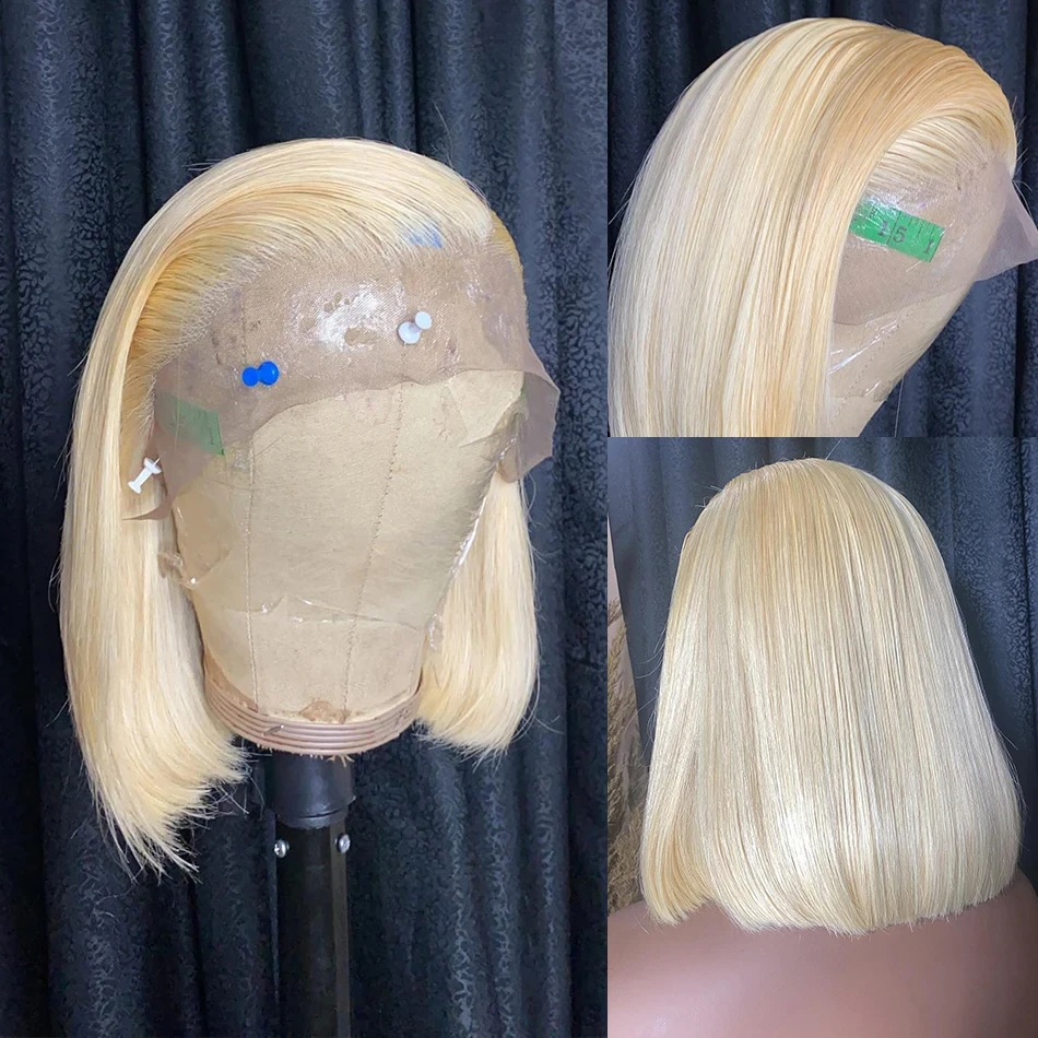 200Density Short Bob Wig 613 Honey Blonde Color Straight Bob Wig 13x4 Lace Front Human Hair Wigs Lace Front Wigs Cheap For Woman