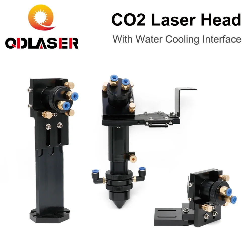 

QDLASER CO2 Laser Head Set 25mm with Water Cooling Interface Mirror Dia. 30/Lens Dia. 25 FL 63.5&101.6 Integrative Mount Holder