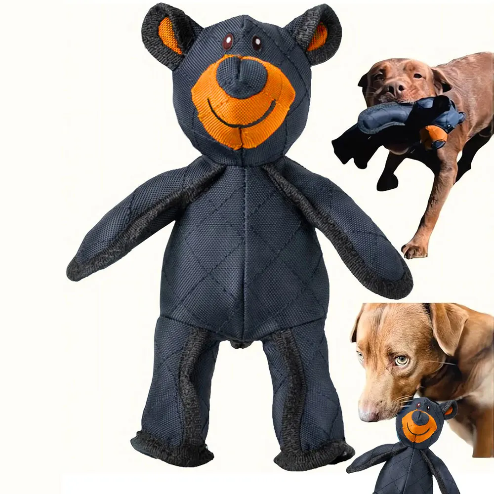 Haustier-Hundespielzeug, Bärenpuppe, Stressabbau-Spielzeug, quietschendes dunkelblaues Bärenspielzeug, robustes Bärenspielzeug für kleine, mittelgroße und große Hunde, 2025, neu – Detail 5