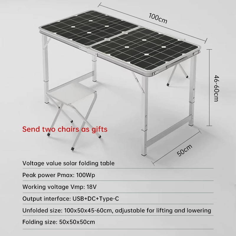 Mini Foldable Solar Panel Table 100W 12V/18V Solar Table Monocrystalline Paneles Solares For Camping