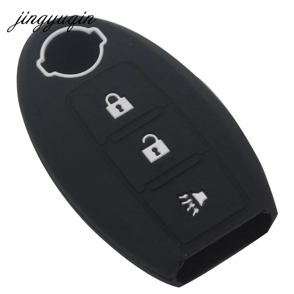 jingyuqin Silicone Key Case Cover For Nissan Maxima Altima Teana Tiida Sylphy Sunny X-Trail 3 Buttons Smart Car key Shell