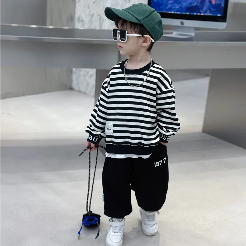 

Children Tracksuits Boy Girls Clothes Casual Stripe 2Pieces Sets Spring Autumn Teenage Sweatshirts+Pants Outfit Loungewear 2-10Y