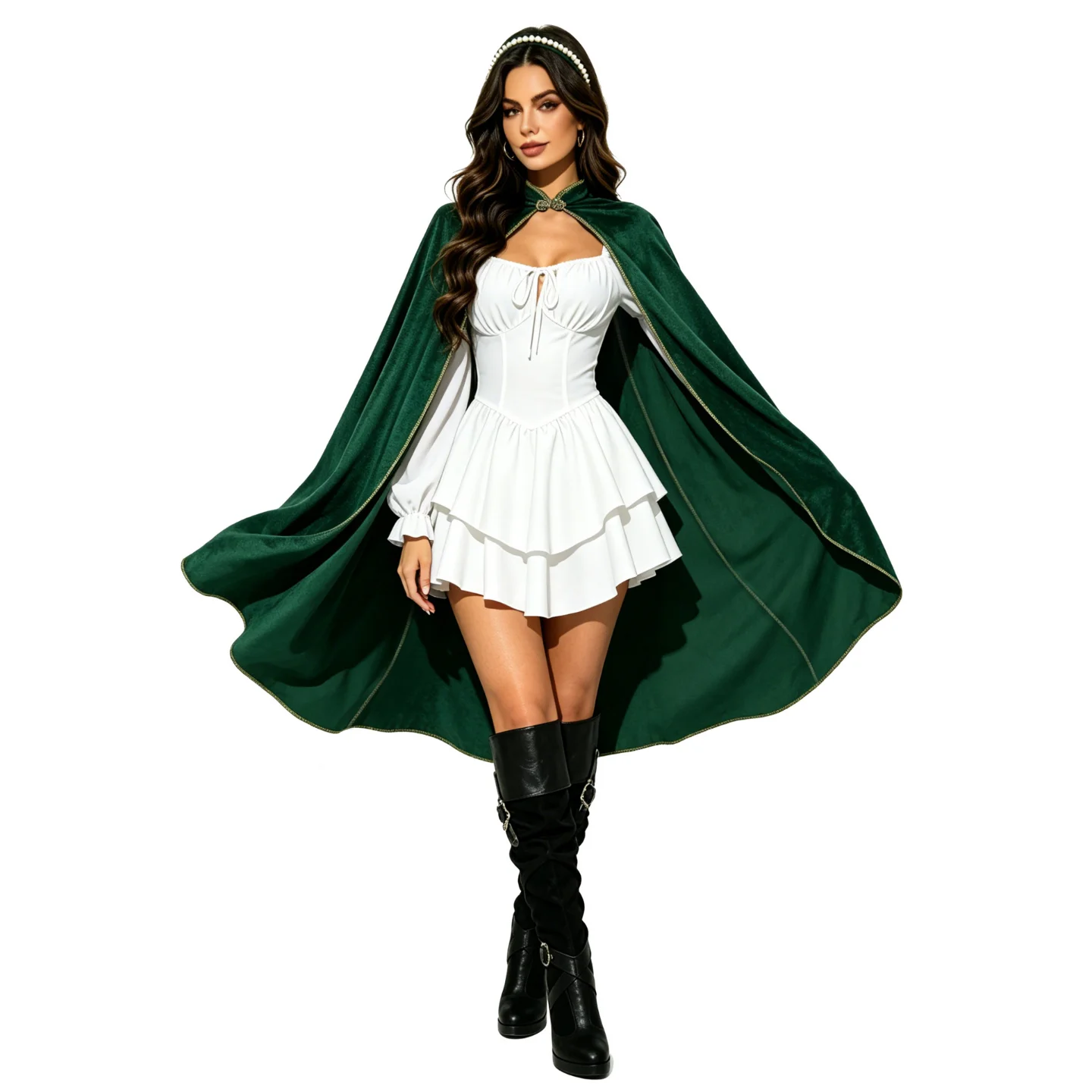 Medieval Retro Collar Gold Edged Shoulder Wrap Cosplay Stage Performance Costume Halloween Party Robe Cape Women's Fashion