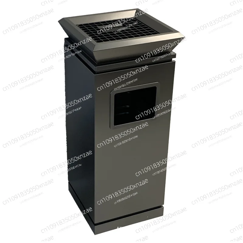 

Stainless steel trash can Hotel lobby Vertical with ashtray High-end office entertainment and leisure commercial trash can