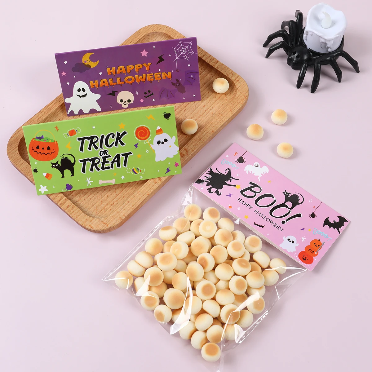 12pcs Halloween Candy Bag Ghost Pumpkin Treat Bag Topper Thanksgiving Party Decor Harvest Day Birthday Party Decors