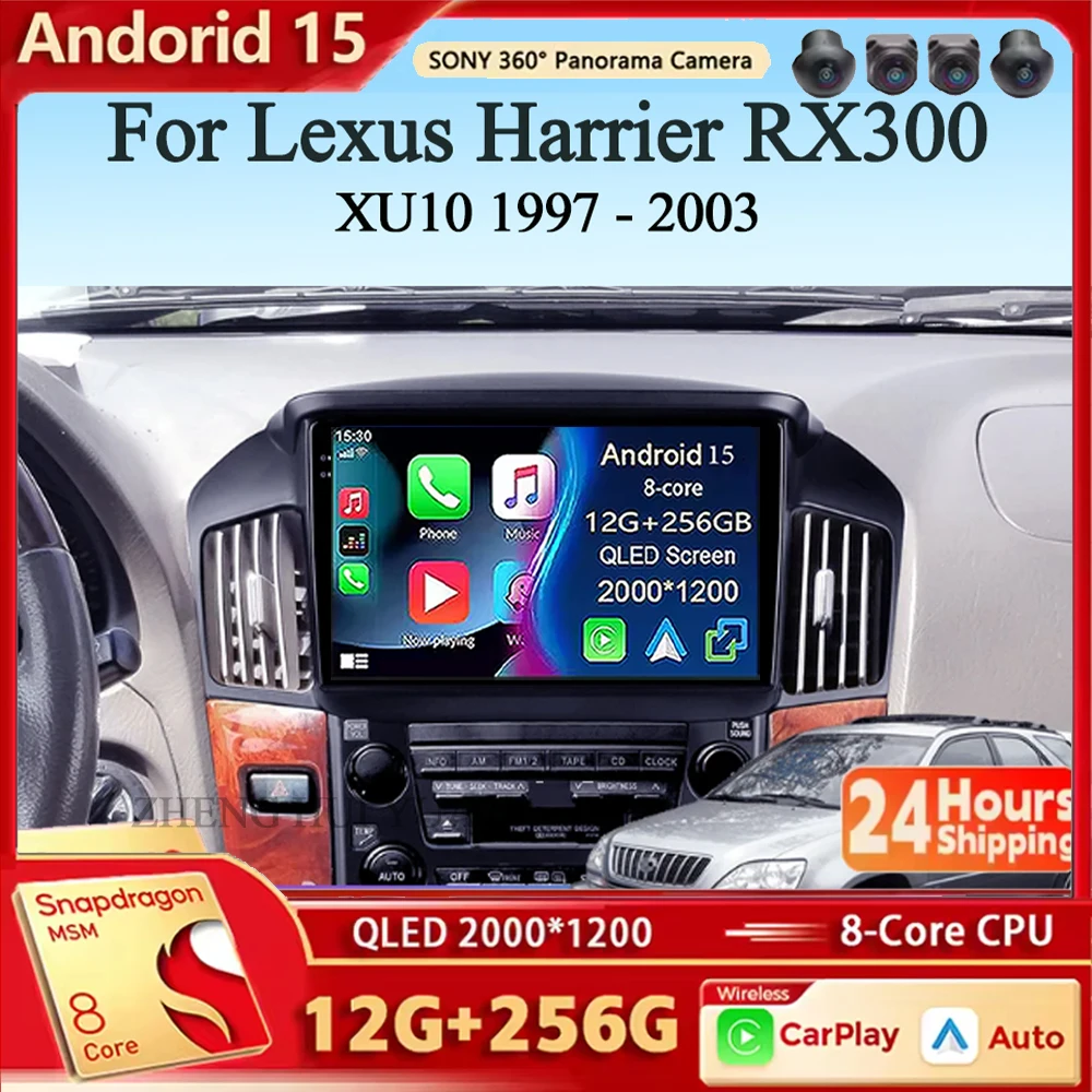 Für Lexus Harrier RX300 XU10 1997-2003 Android 15 Auto Radio GPS Navigation QLED Carplay Auto Multimedia Stereo Player BT WIFI