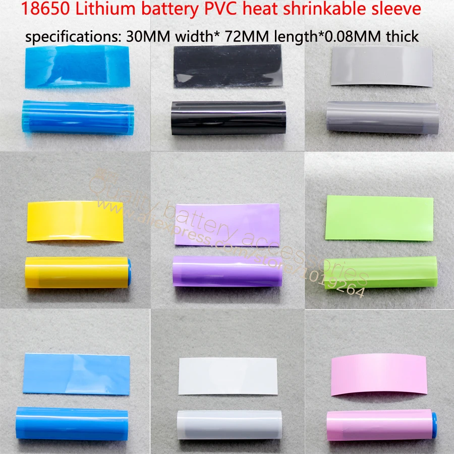 100 sztuk/partia 18650 bateria litowa izolacja pcv skurcz termiczny skóry membrana obudowa baterii rury skurcz ciepła 30 mm * 72 mm