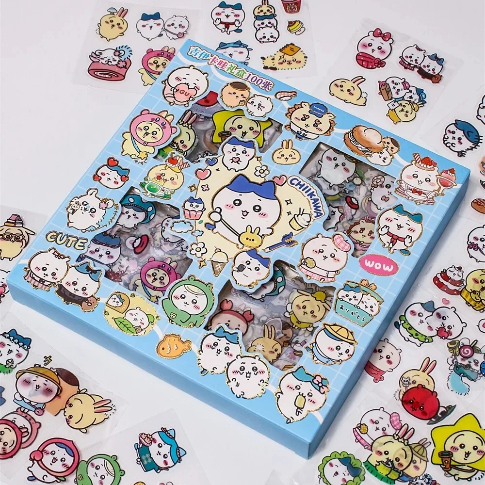 

Chiikawa Hachiware Usagi Hand Account Stickers Cute Cartoon Phone Laptop Skate DIY Decoration Waterproof Decals Gifts Box