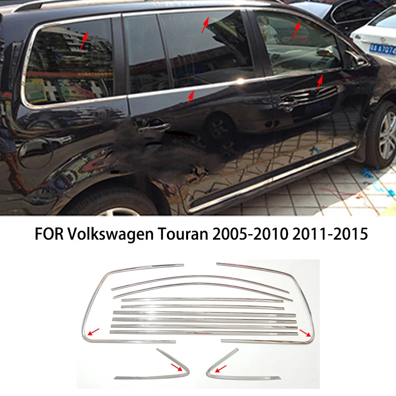 

Подходит для Volkswagen Touran 2005-2010 2011-2015, хромированная полоса для внешнего окна из нержавеющей стали, накладка на порог, боковая крышка