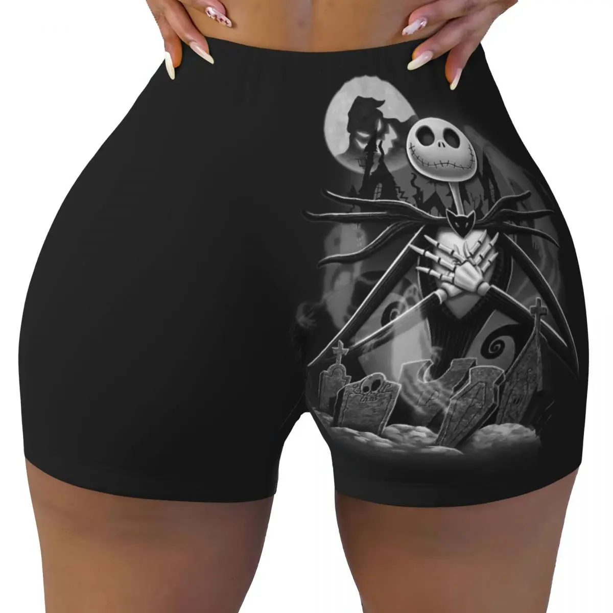 

Custom The Nightmare Before Christmas Workout Shorts Women's Jack Night Horror Movie Gym Volleyball Running Yoga Shorts