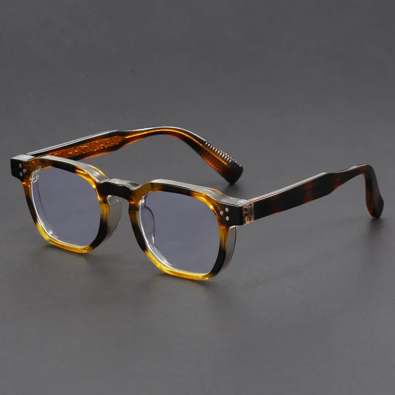 Retro Men's and Women's Box Thick Glasses Frame Flat Light Glasses Artistic Anti Blue Light Glasses Anti Radiation Glasses