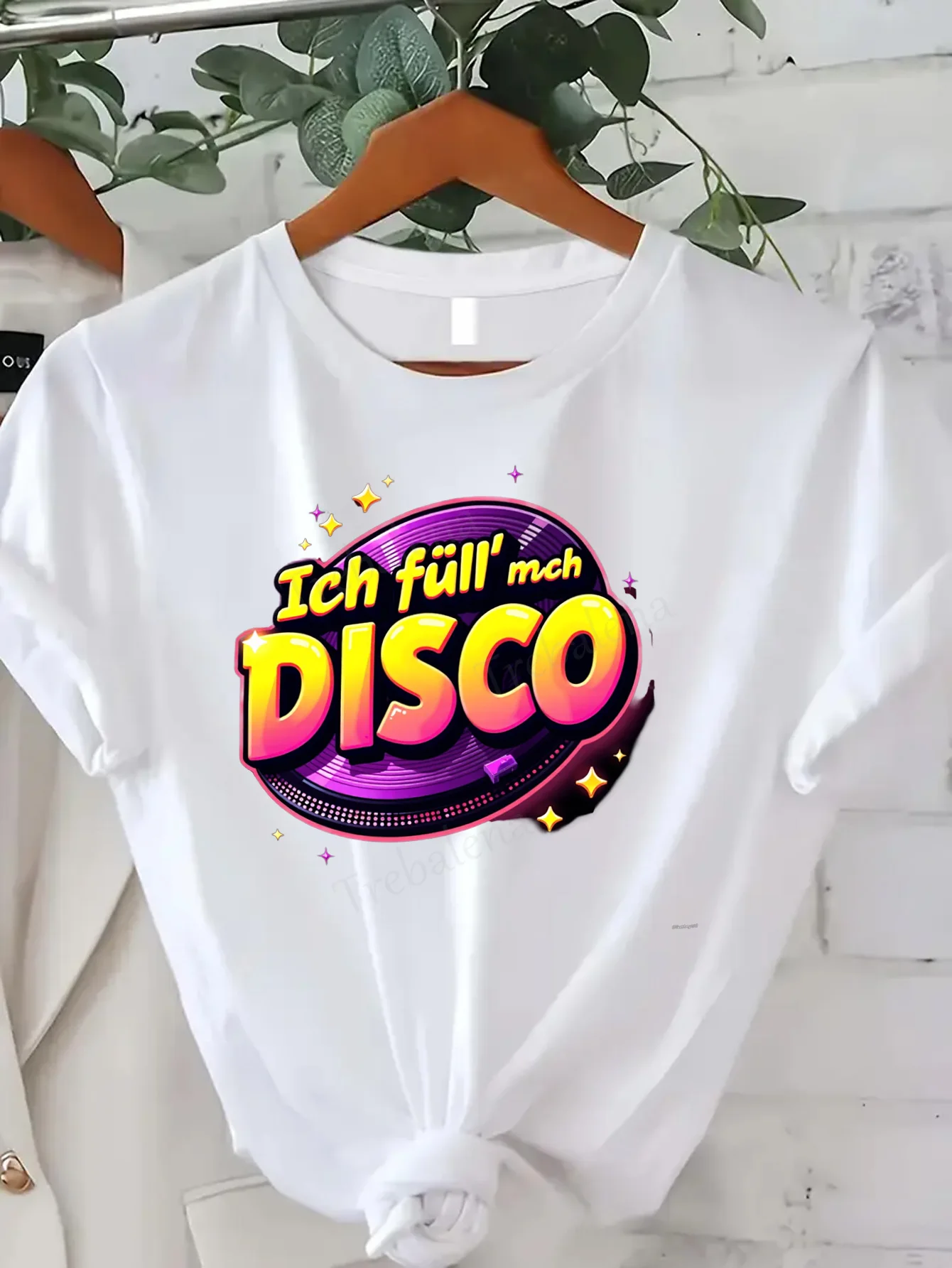 

Women T-shirt Disco Vibes T-Shirt for Women - Sexy & Fun Party Wear, 80s Style Graphic Tee
