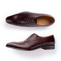 Men Handmade Dress Shoes Cow Leather Oxford Shoes Daily Wear Fashion Printing Stylish Luxury Men's Business Casual Office Shoes