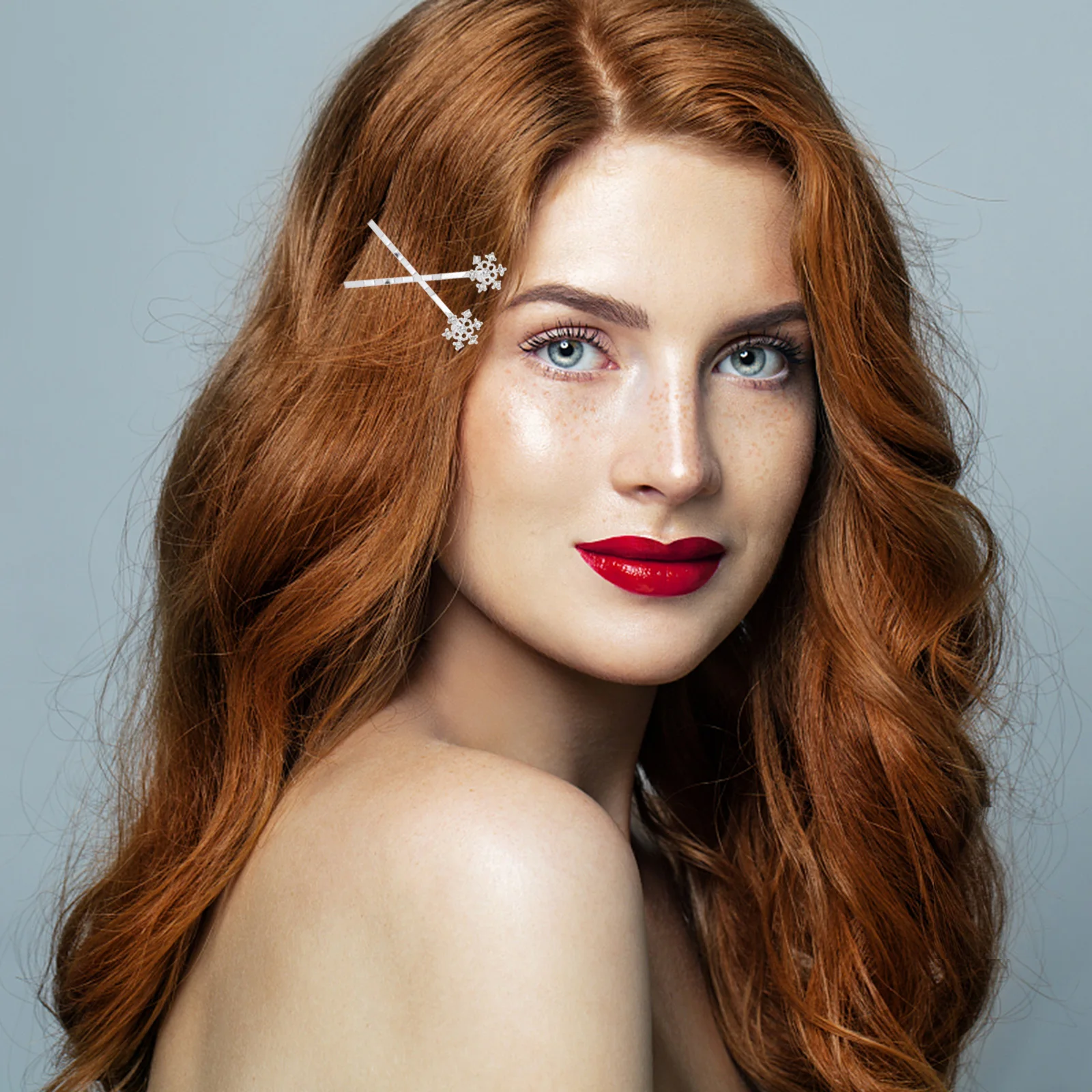 

6pcs Snowflake Simple Bobby Pin Set Shiny Alloy Rhinestone Elegant Bridal Hair Clips for Wedding Party Prom Gifts