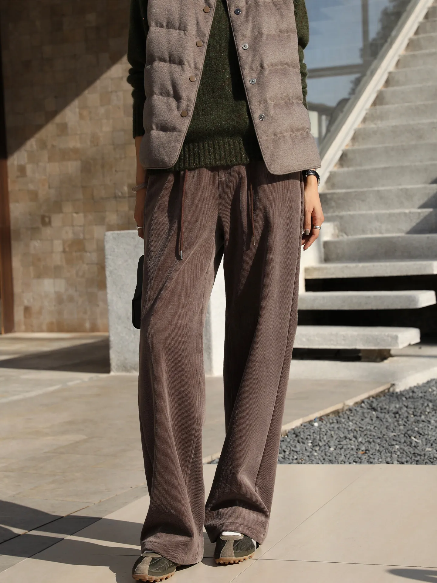 

Повседневные брюки цвета хаки, женские прямые хлопковые бархатные зимние брюки, простые вельветовые брюки с драпировкой