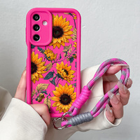 Phone Case for Samsung A54 35 55 15 34 25 24 73 53 33 23 71 51 72 52 22 14 56 36 26 16 32 13 Sunflower Wrist Chain Lanyard Cover