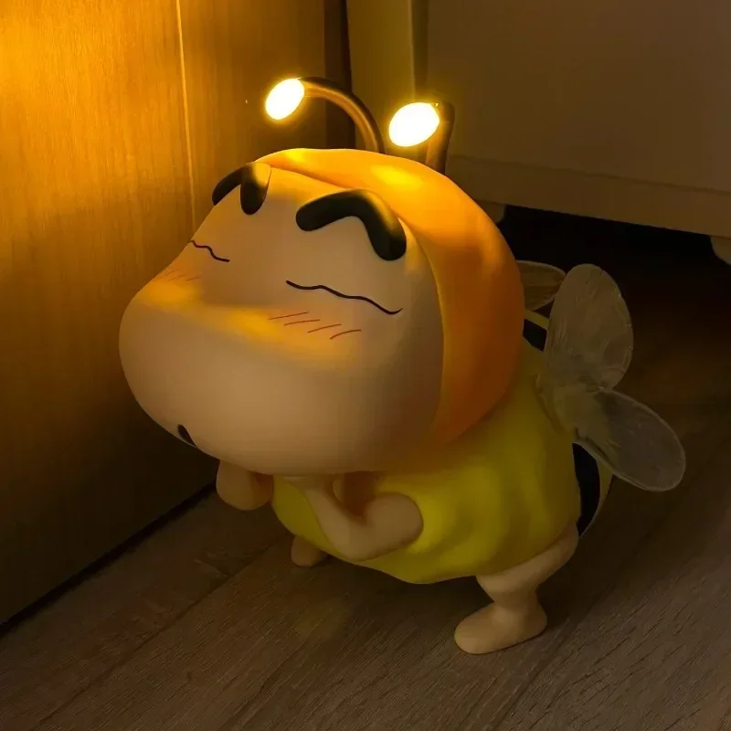 Crayon Shin Chan Glowing Bee Night Light Dolls Around The Living Room Decoration Lamp Bedside Lamp Model Creative Toy Gifts