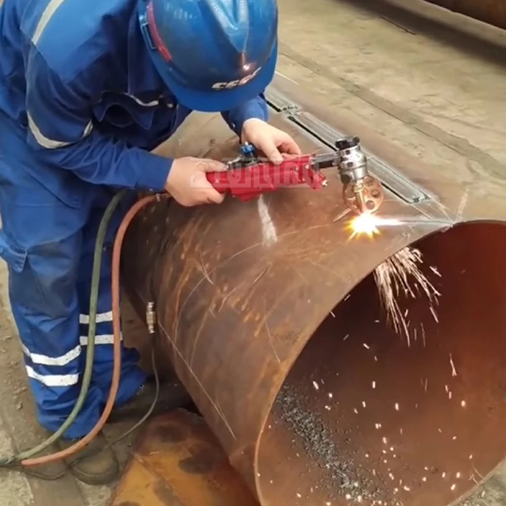 Handheld Automatic Cutting Machine for Circular Arc Pipe Holes with Flame Cutting Technology