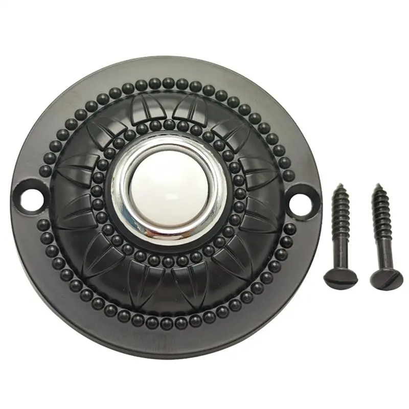 

HRBAJ-круглая кнопка дверного звонка, светодиодная подсветка, металлический черный проводной сменный дверной звонок из цельного железа, теплый белый цвет с подсветкой