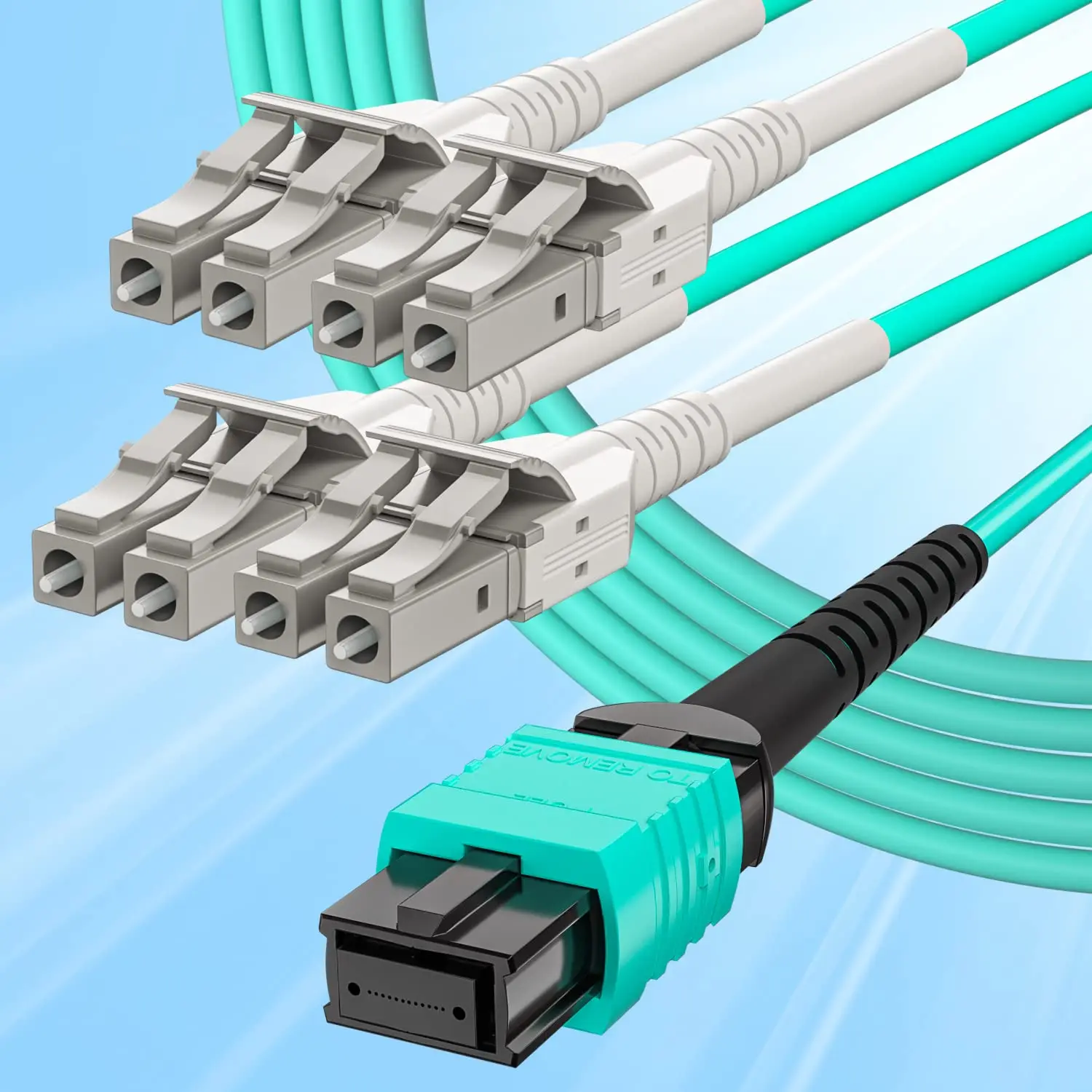OM4 MPO to LC 8 스트랜드 8 코어 12 코어 유니부트 LC 멀티모드 팬아웃 MTP MPO 광섬유 패치 코드 케이블 QSFP 트랜시버용