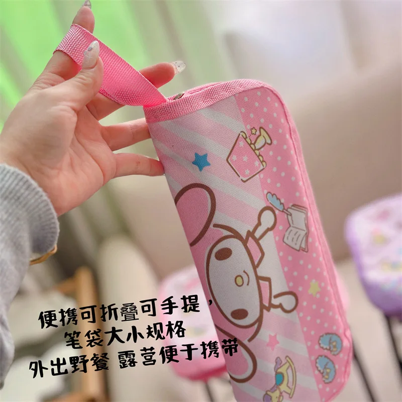 Kawaii Hello Kitty Kuromi My Melody Oxford Cloth Camping Folding Chair Anime Sanrio Girly Heart Cute Convenient Folding Stool