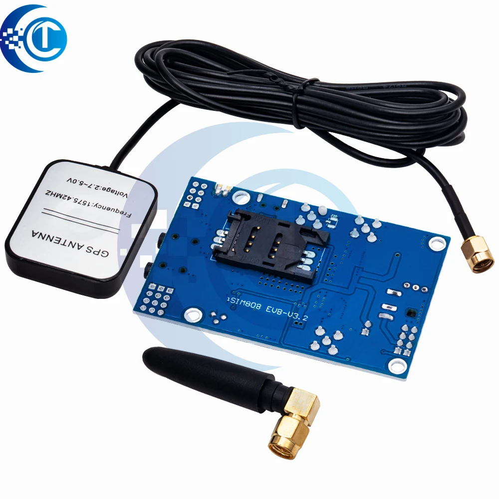 บอร์ดพัฒนา GSM GPRS GPS รุ่น SIM808 แทน SIM908 พร้อมเสาอากาศ GPS แบบ IPX SMA สำหรับ Raspberry Pi และ Arduino