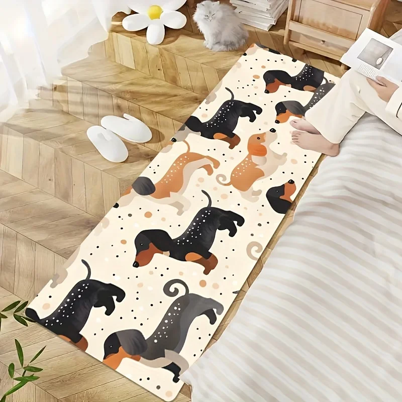 VIKAMA Non-Slip Cartoon Dog Doormat Soft Washable Floor Rug Cute Mat for Living Room Bedroom Gaming Room Decor