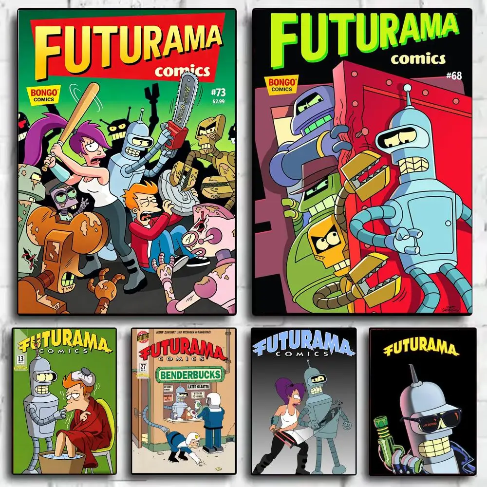 Cartoon  F-Futurama Bender Poster Modern  Wall Art Aesthetic Minimalist Bedroom Decor Cafe Home Gift