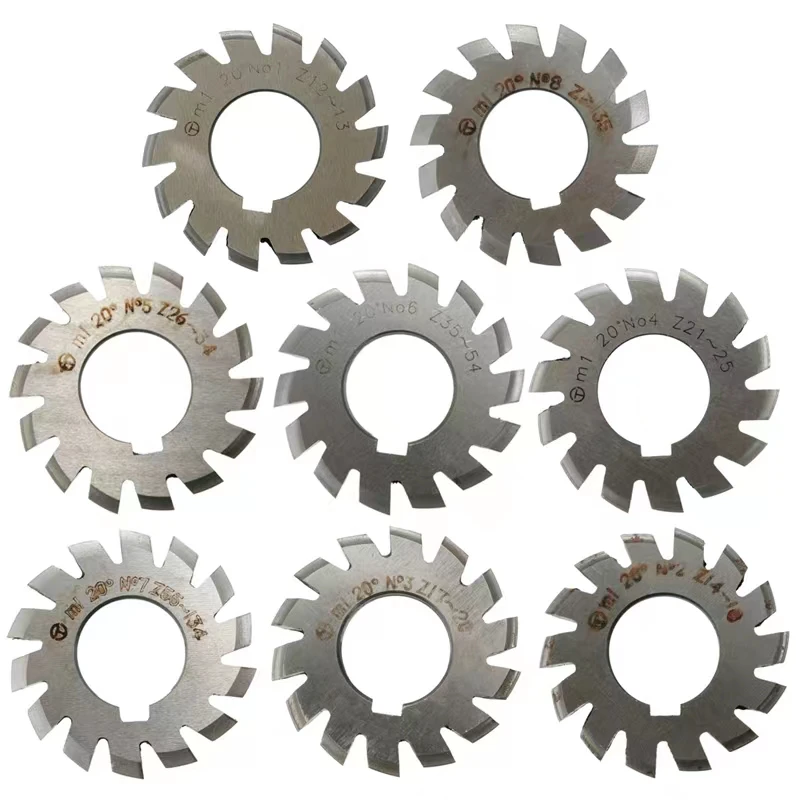 M0.3 M0.5M0.8 M1 M1.25 M2 M2.5 M3 M4-M10 Modulus PA20 degrees NO.1-NO.8 HSS Gear Milling cutter Gear cutting tools