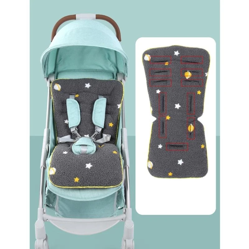 J15U لينة الصوف الطفل يدفع باليدين مقعد بطانة العالمي عربة لوحة قطن حصيرة دافئة النوم فراش داعم رأس وسادة #3